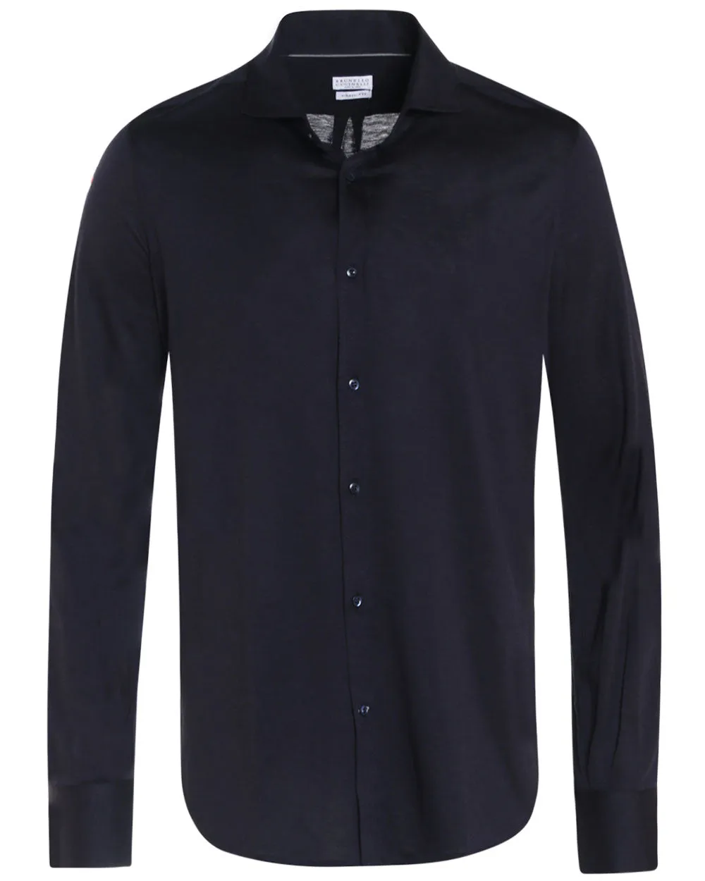 Dark Blue Silk Blend Jersey Sportshirt