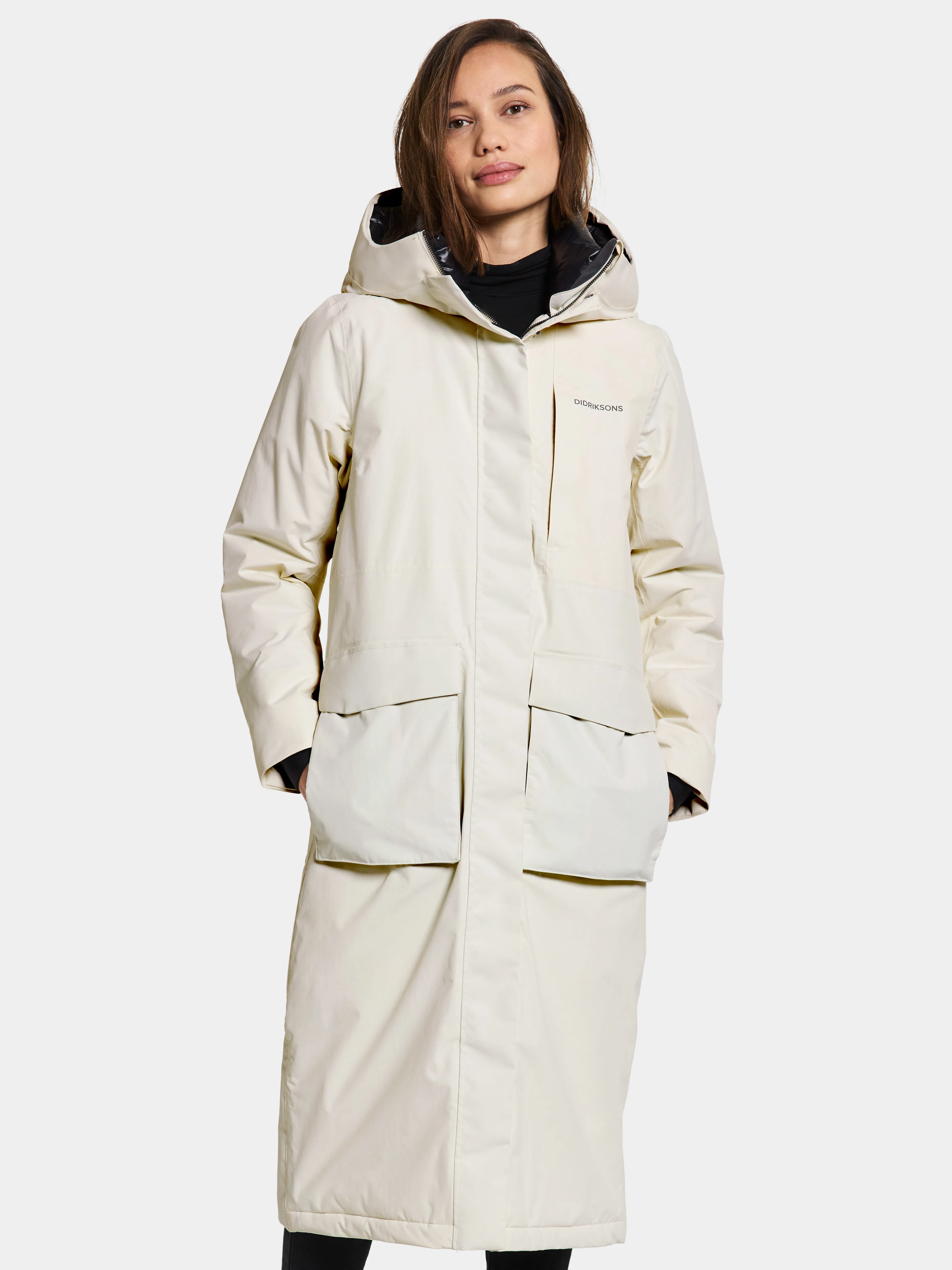 Didriksons Women's Leya Parka Long 3 White Foam | Buy Didriksons Women's Leya Parka Long 3 White Foam here | Outnorth