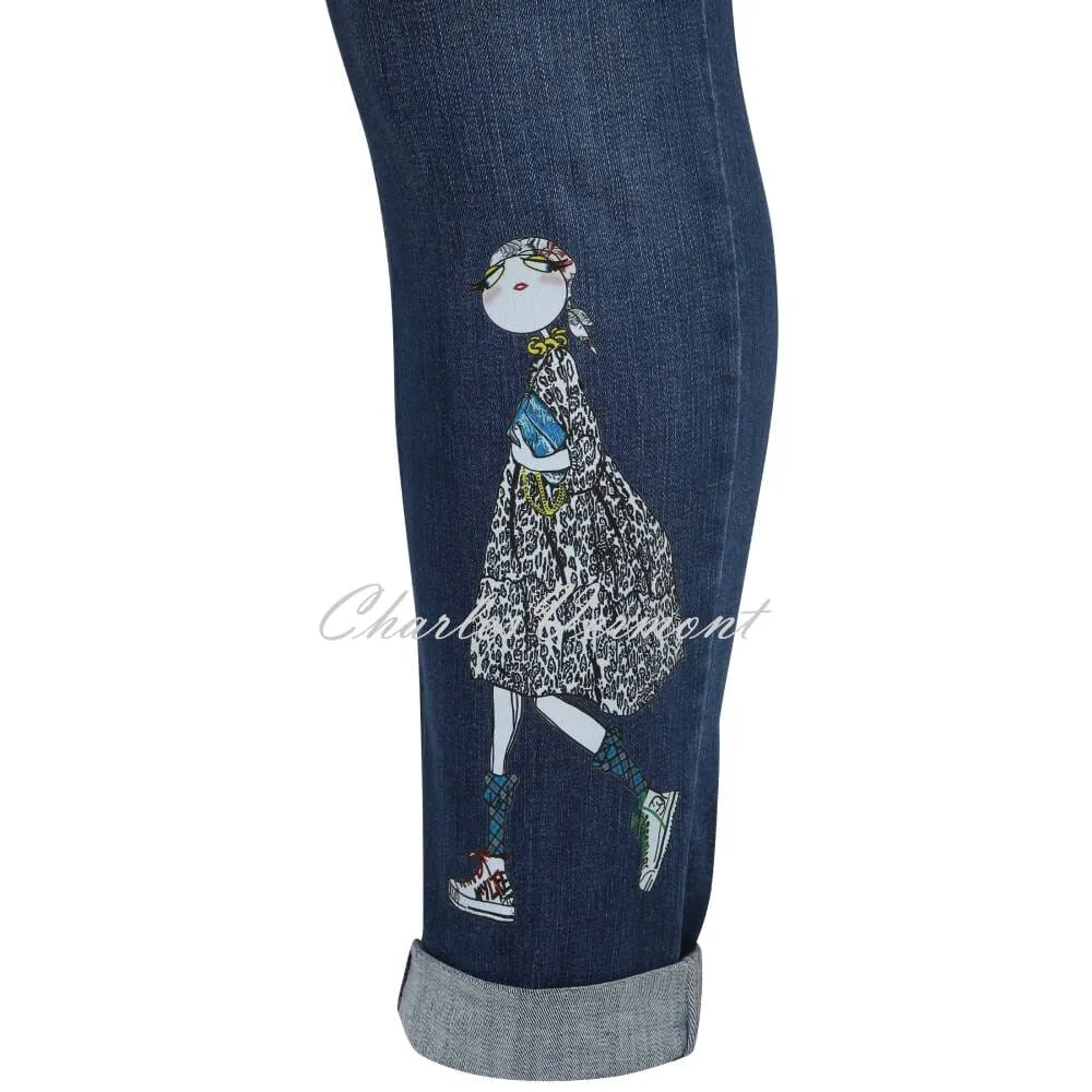 Doris Streich Jeans with Comic Motif Detail - Style 816195-56