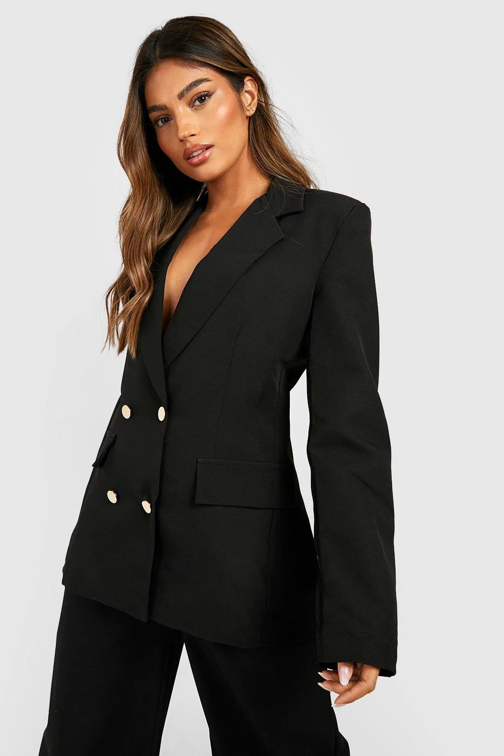 Double Breasted Button Front Blazer