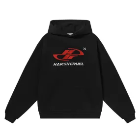 Dynamic Embroidered Logo Loose Hoodie