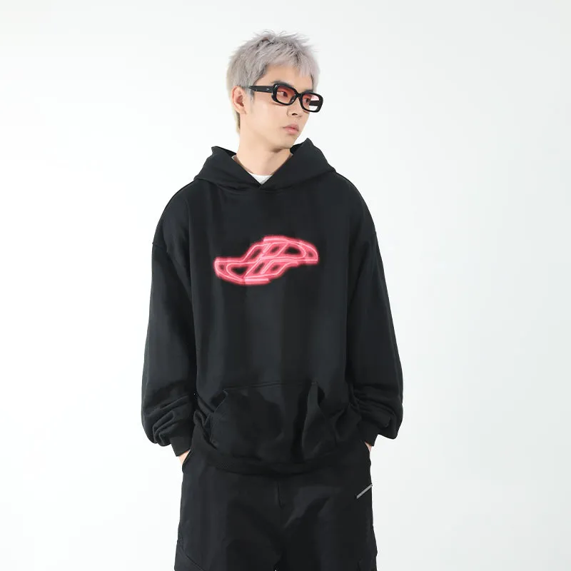 Dynamic Neon Logo Foam Print Hoodie