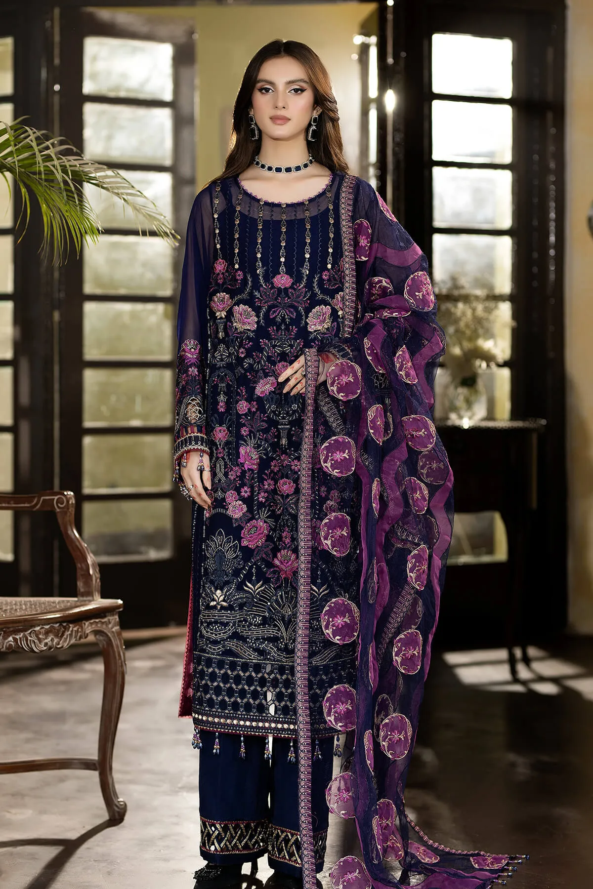 Enliven Majestic by Imrozia Premium Unstitched Chiffon 3Pc Suit M-64 Juana