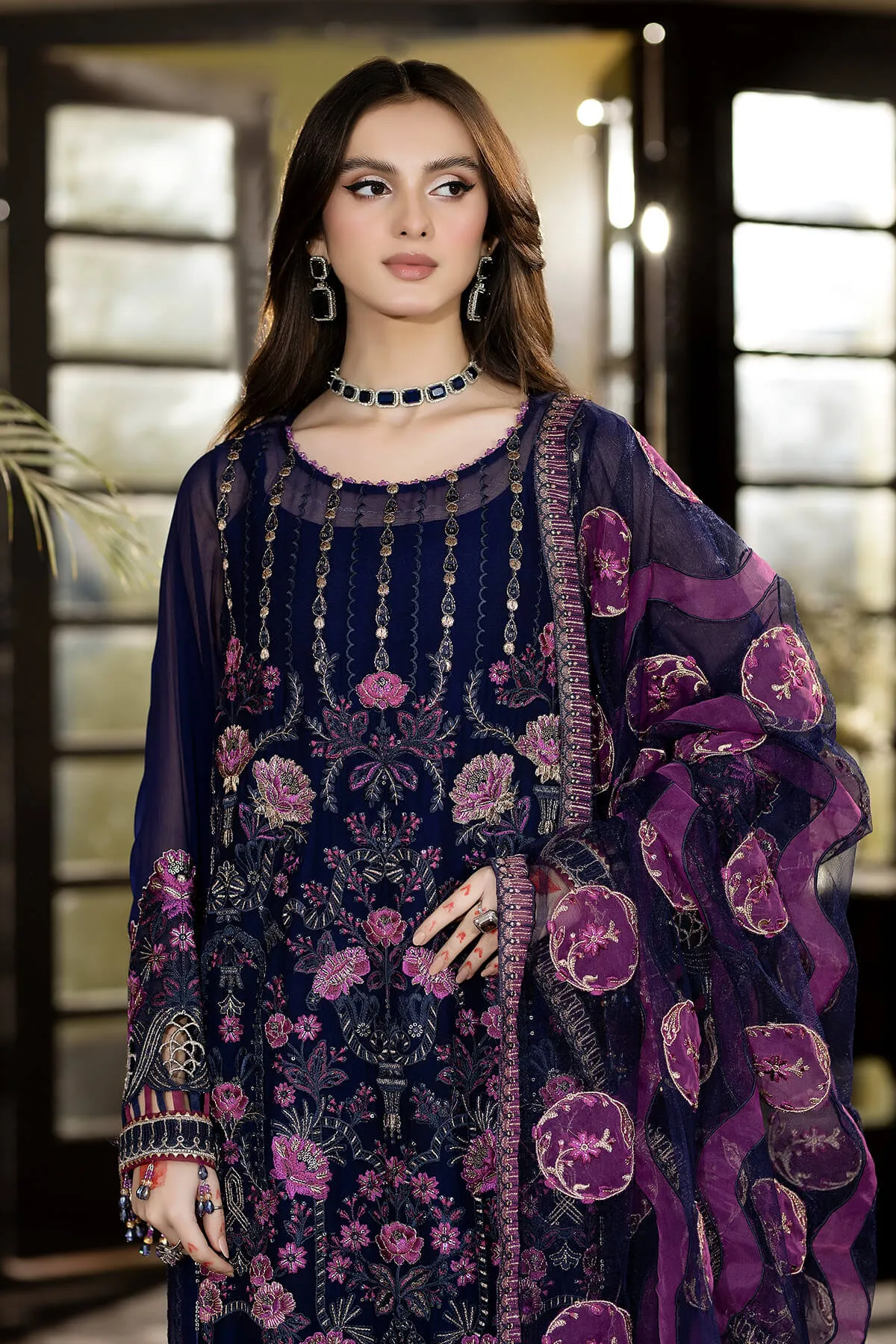 Enliven Majestic by Imrozia Premium Unstitched Chiffon 3Pc Suit M-64 Juana