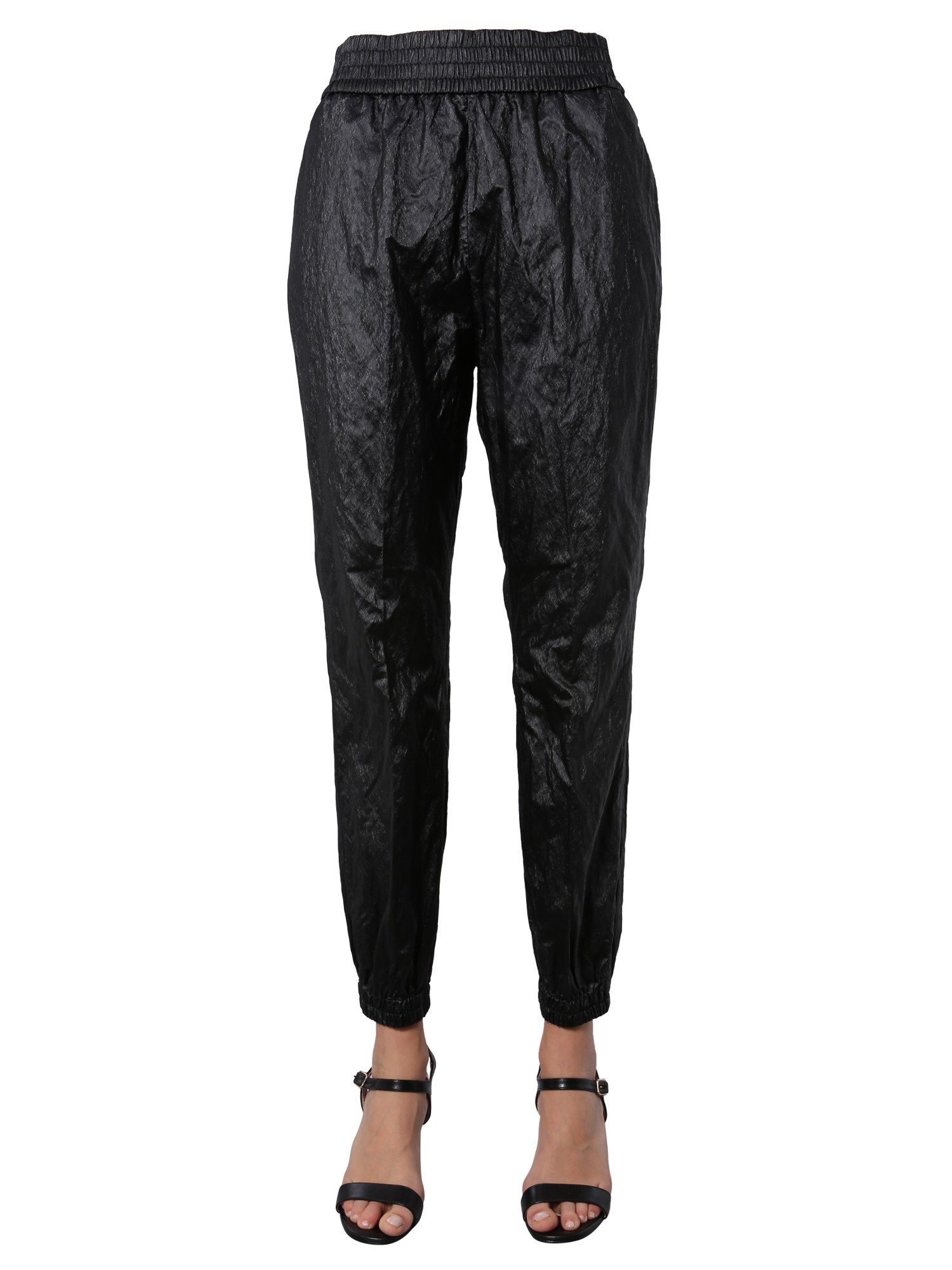 FABIANA FILIPPI    METALLIC NAPPA EFFECT JOGGING TROUSERS