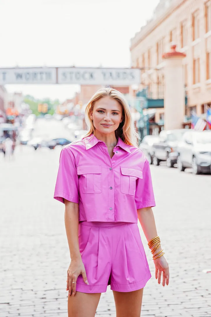 Faux Leather Camp Shirt