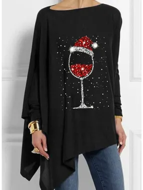 Festive Snowman and Snowflake Print Women's Christmas Blouse