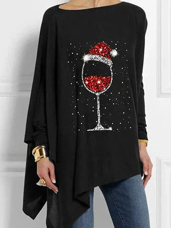 Festive Snowman and Snowflake Print Women's Christmas Blouse