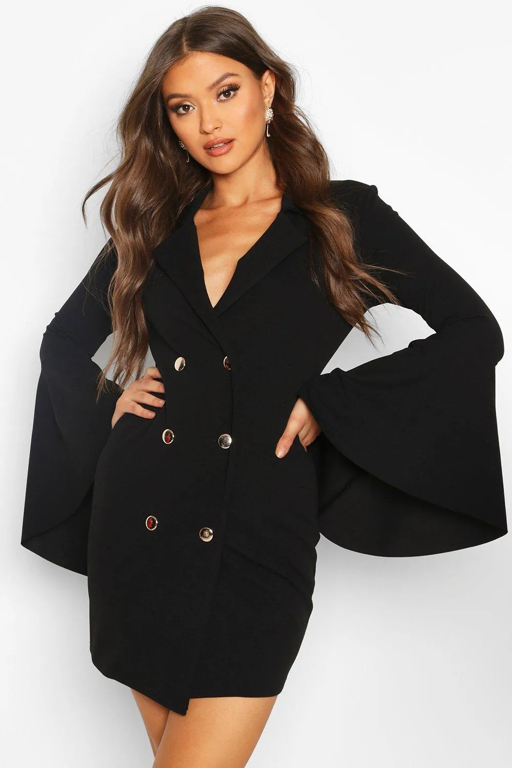 Flared Sleeve Blazer Dress