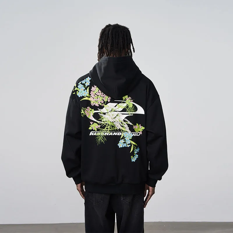 Floral Embroidery Logo Hoodie