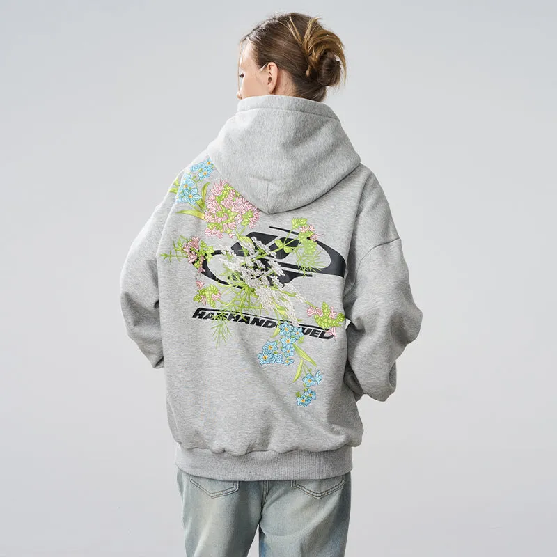 Floral Embroidery Logo Hoodie