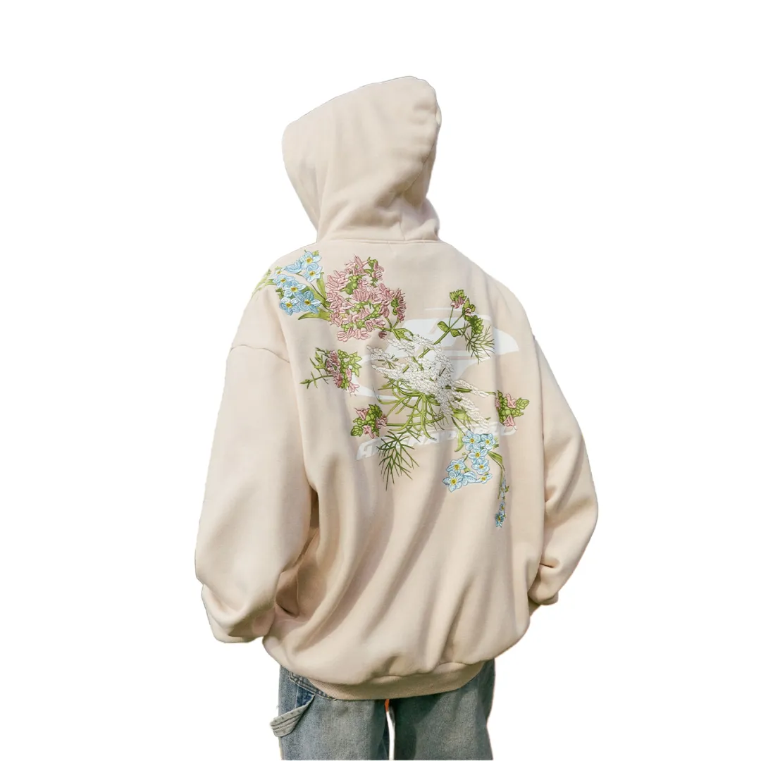 Floral Embroidery Logo Hoodie