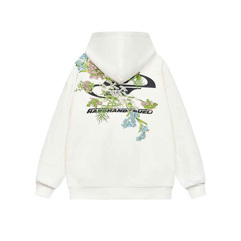 Floral Embroidery Logo Hoodie