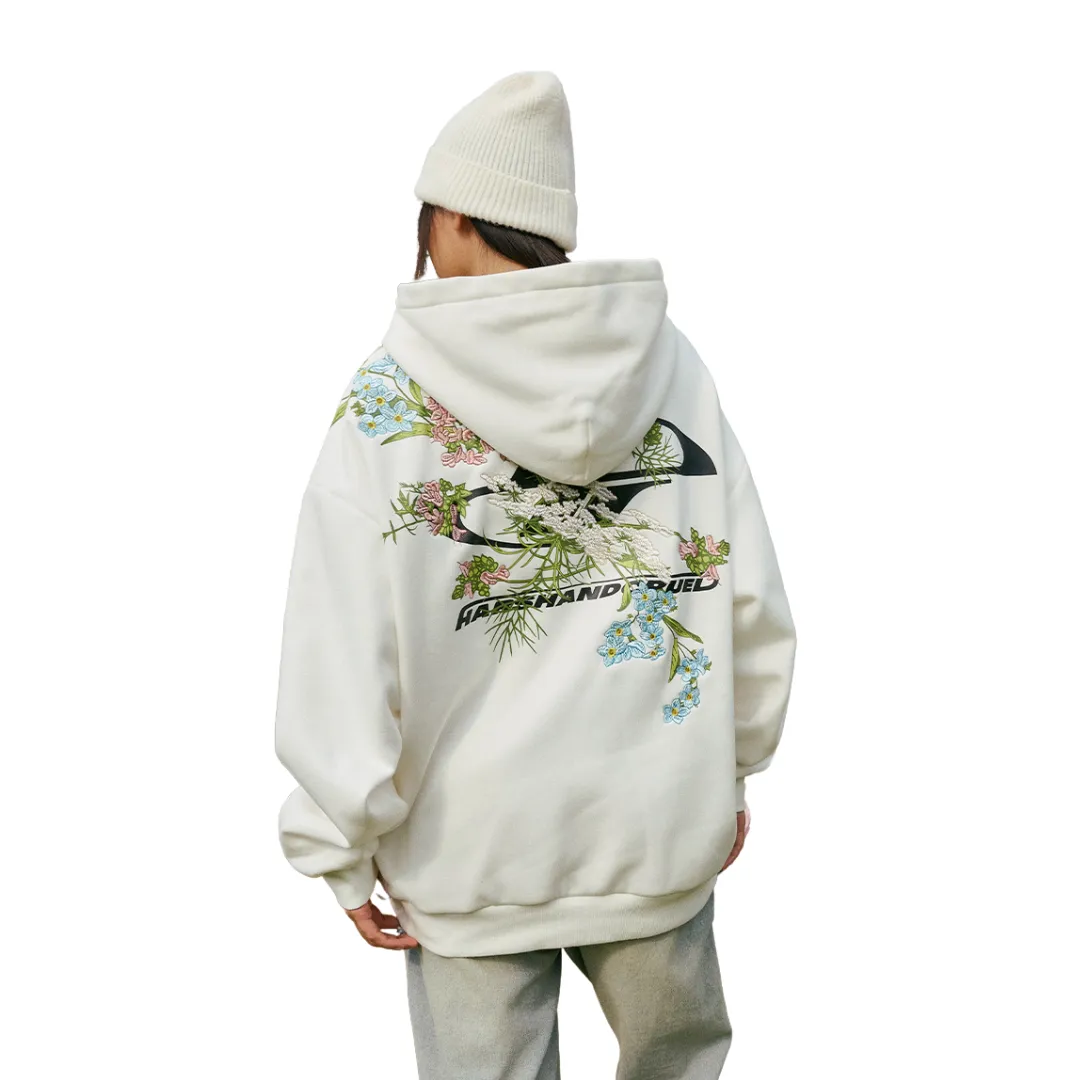 Floral Embroidery Logo Hoodie