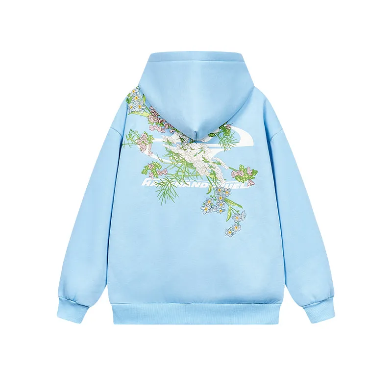 Floral Embroidery Logo Hoodie