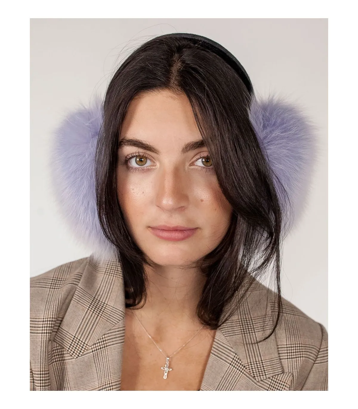 Fox Fur Earmuffs in Lavender Haze at FurSource.com