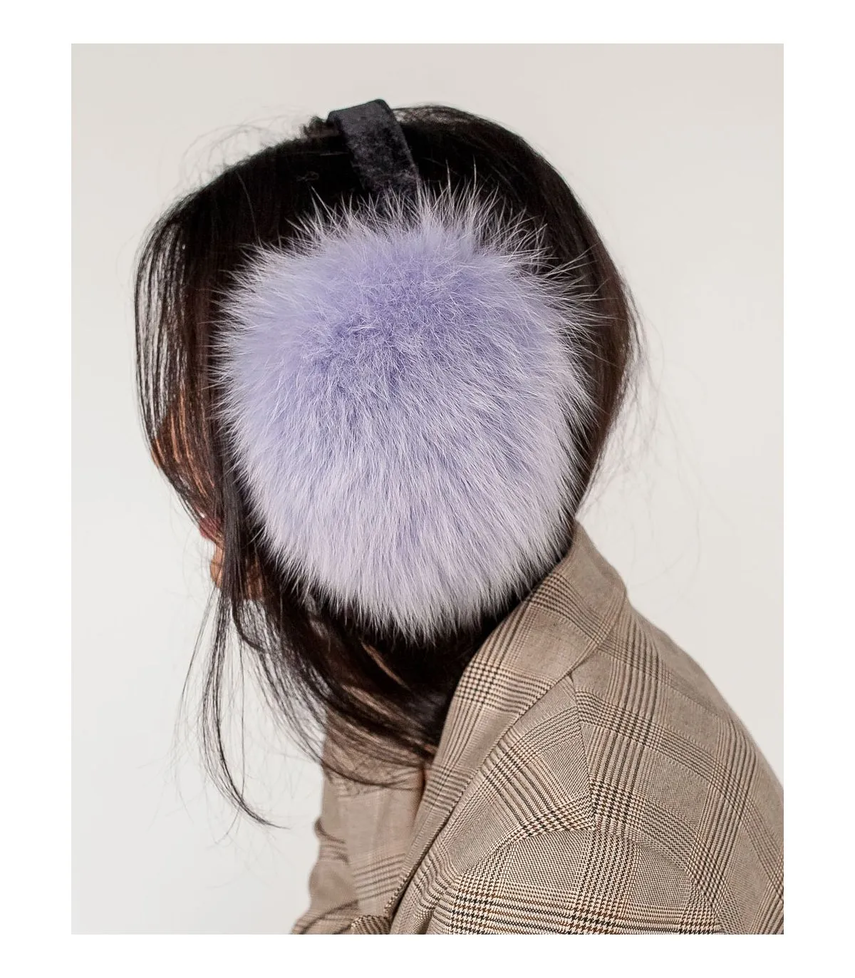 Fox Fur Earmuffs in Lavender Haze at FurSource.com