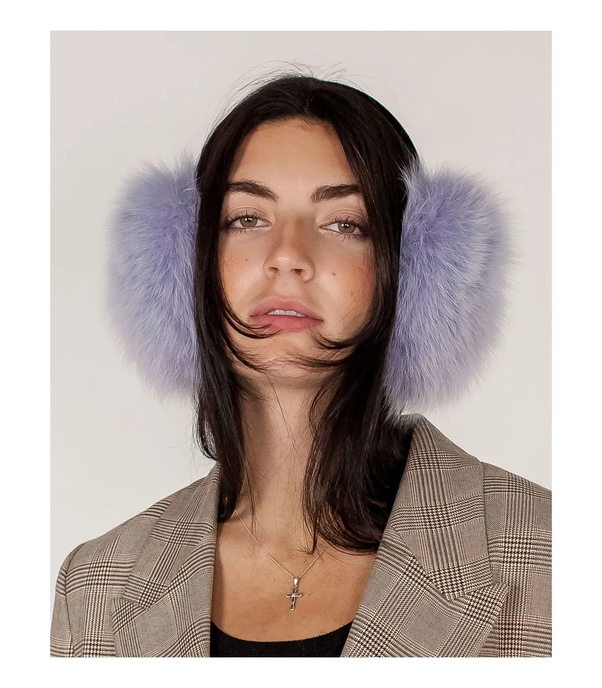 Fox Fur Earmuffs in Lavender Haze at FurSource.com