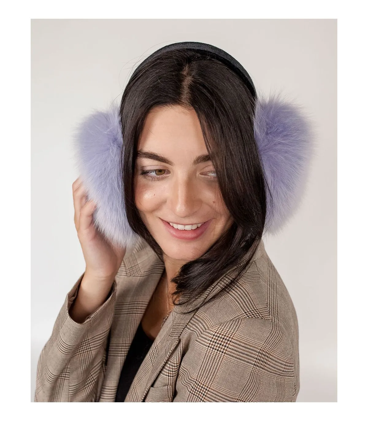 Fox Fur Earmuffs in Lavender Haze at FurSource.com