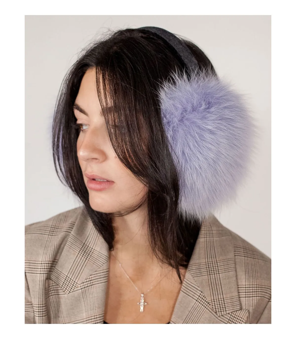 Fox Fur Earmuffs in Lavender Haze at FurSource.com