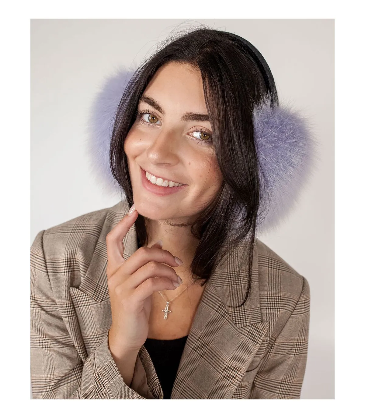 Fox Fur Earmuffs in Lavender Haze at FurSource.com