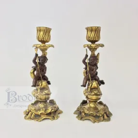 French Bronze Candlesticks