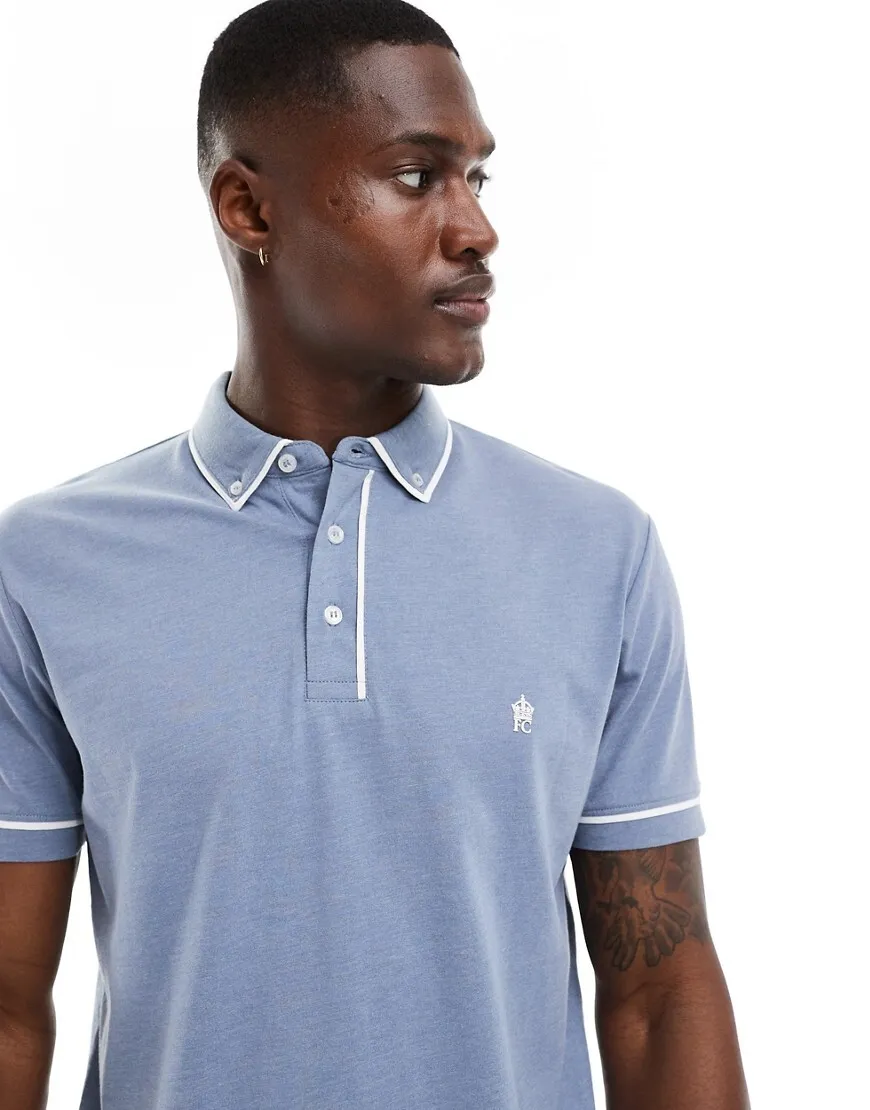 French Connection Mens French Connection piping polo in light blue