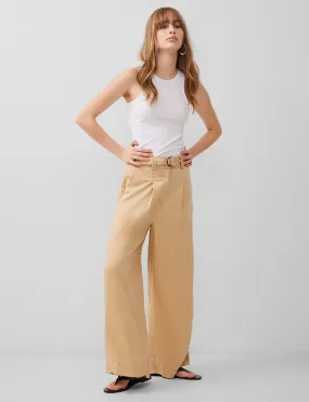 French Connection Women's Pure lyocell™ Belted Wide Leg Trousers - 16 - Nude, Nude