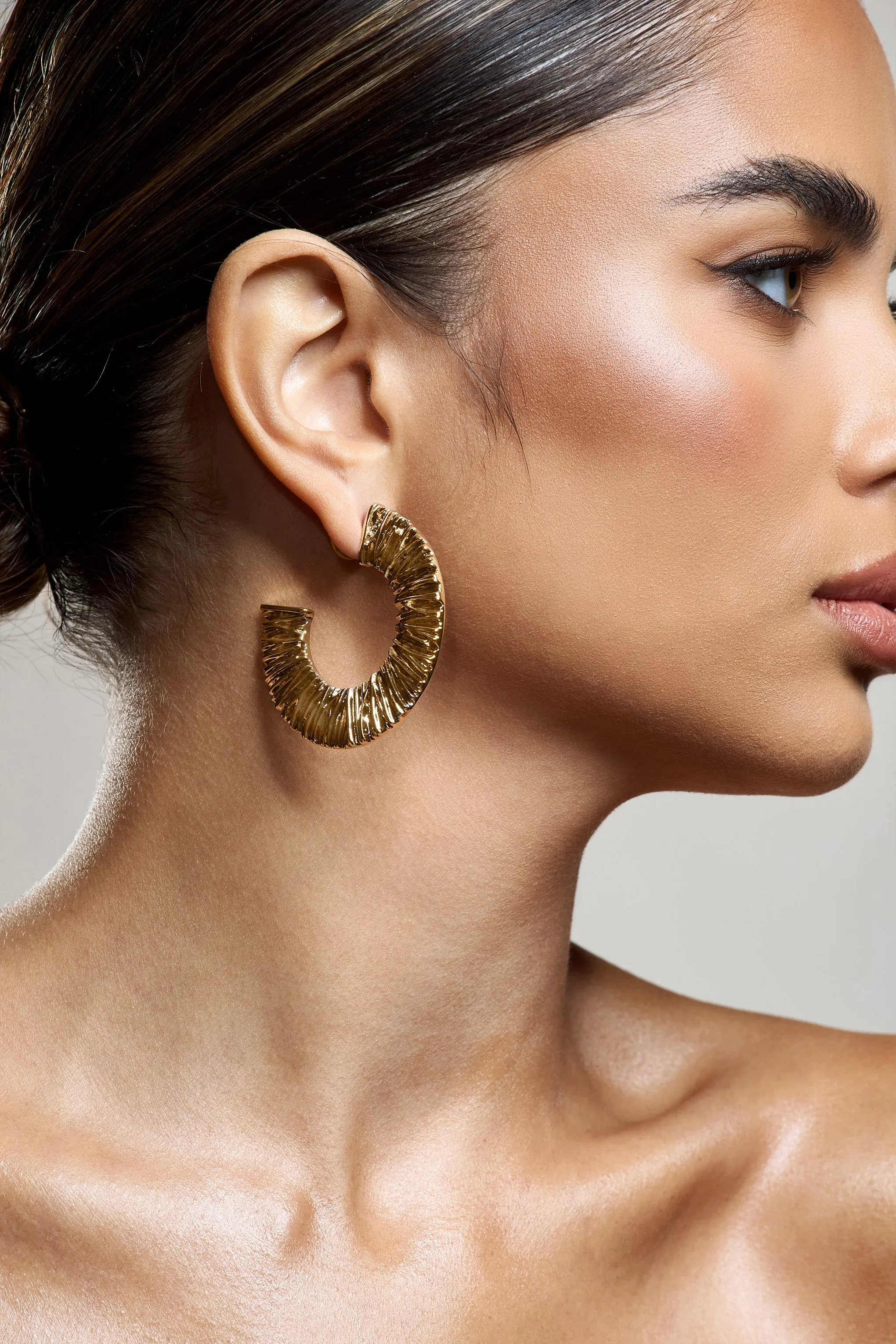 Gamora | Gold Textured Chunky Hoops