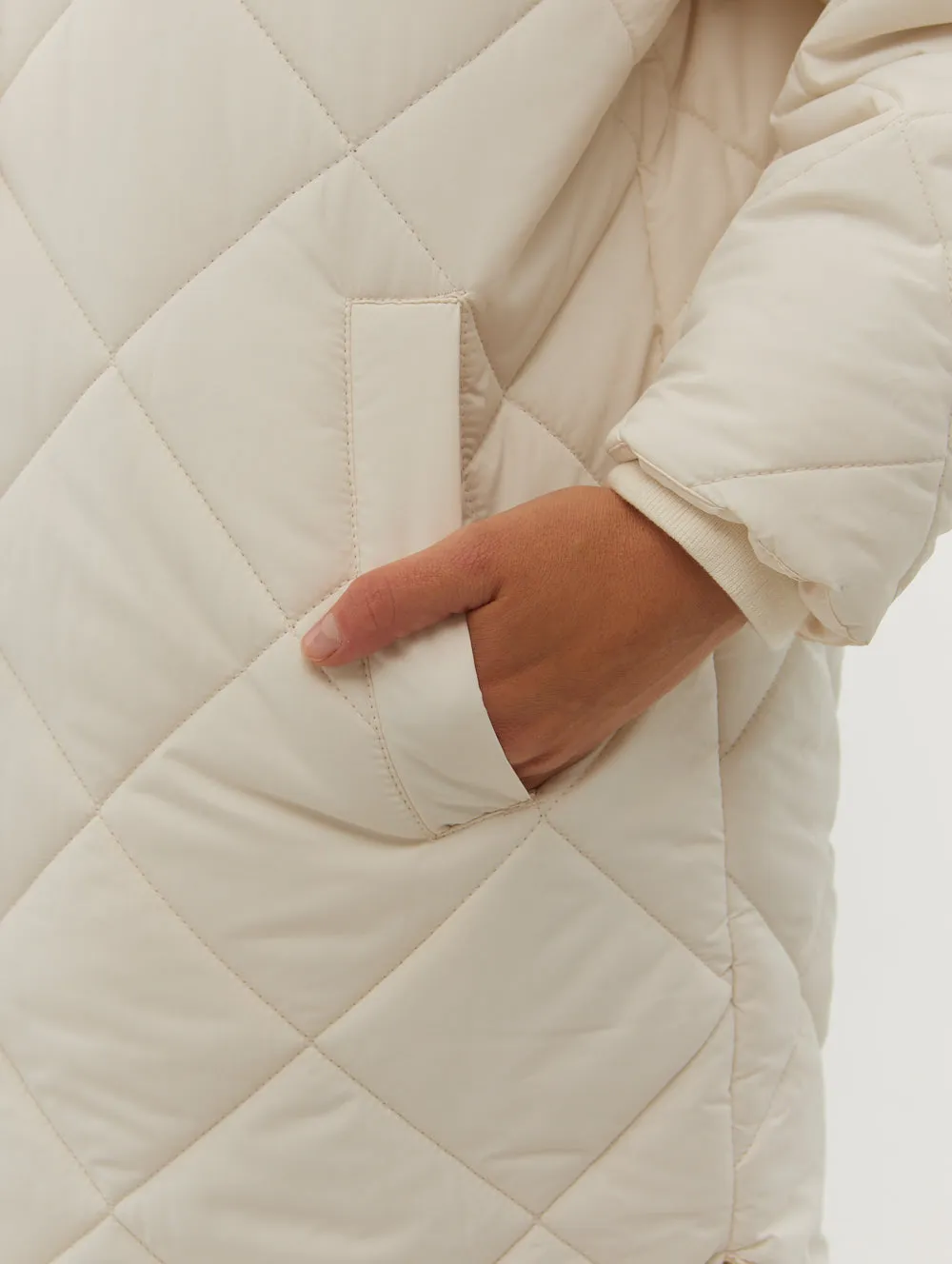    Genie Diamond Quilted Midi Parka  