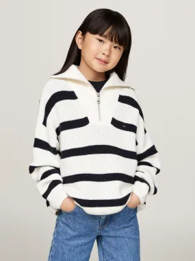 Girls 8-16 Stripe Half-Zip High Neck Boxy Jumper | Knitwear | Tommy Kids