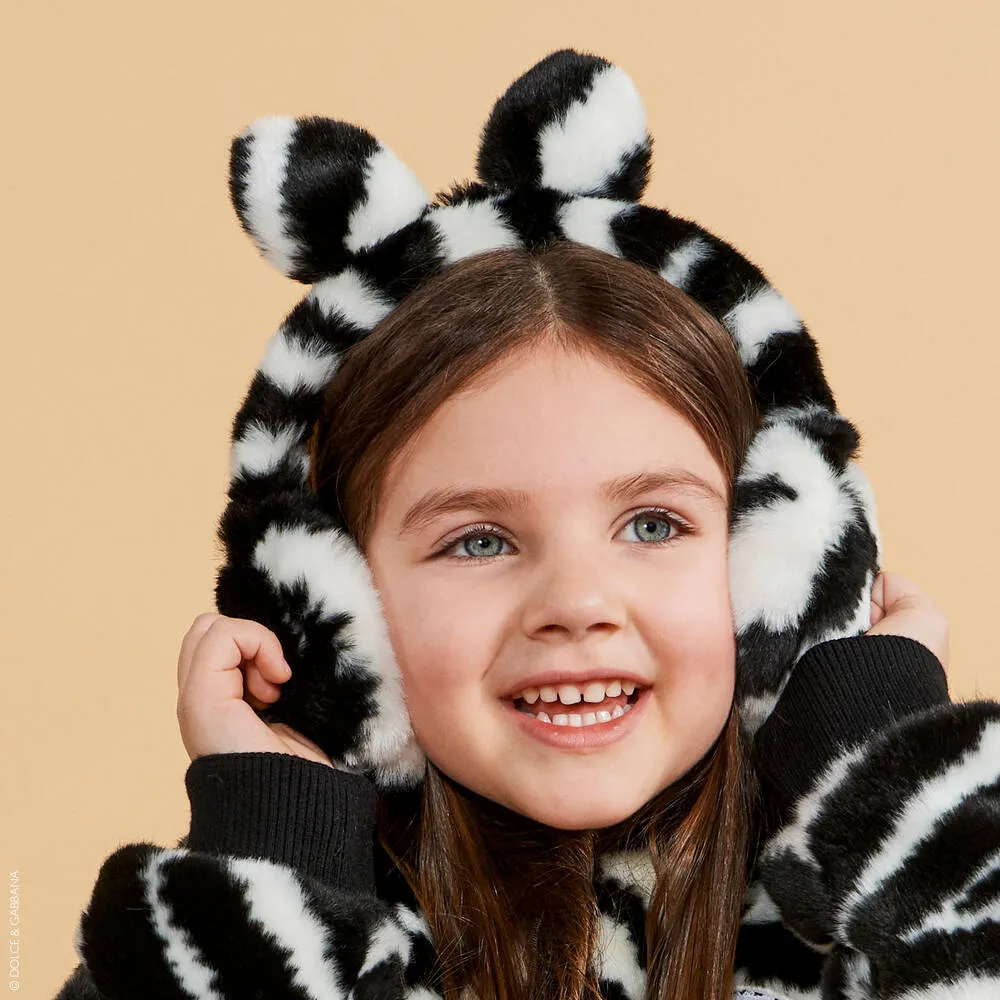 Girls Zebra Faux Fur Earmuffs