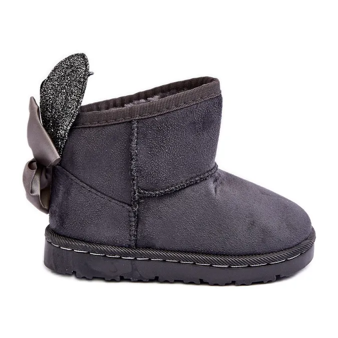 Girls' Warm Snow Boots With Gray Meriva Bows grey