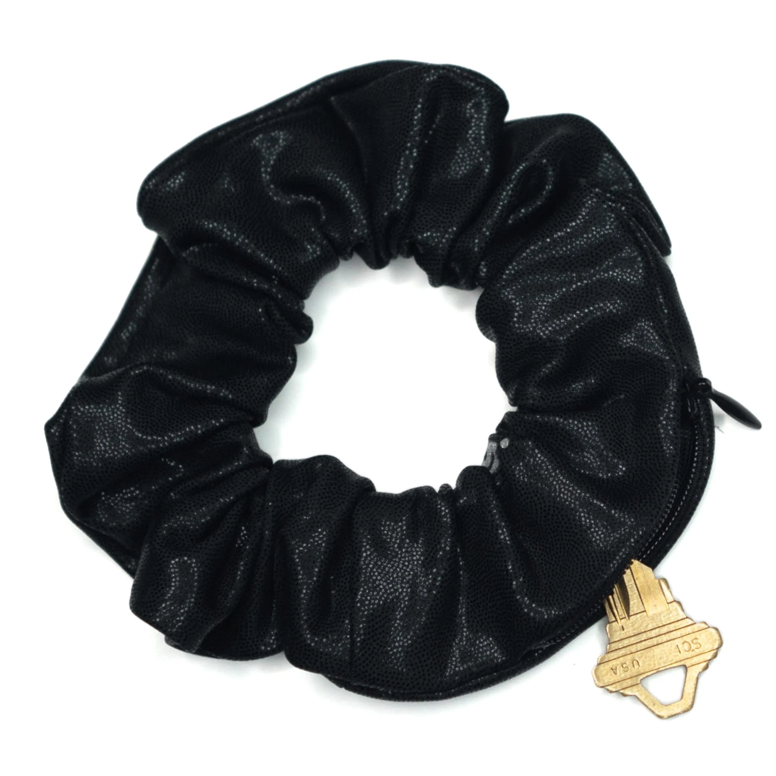 Glitter Black Zipper Scrunchie