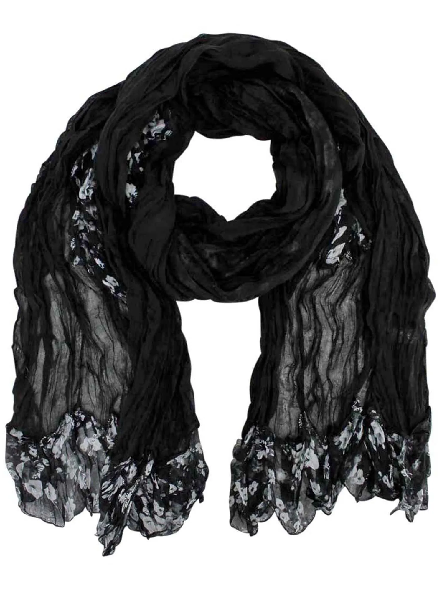 Graceful Floral Ruffle Scarf Shawl