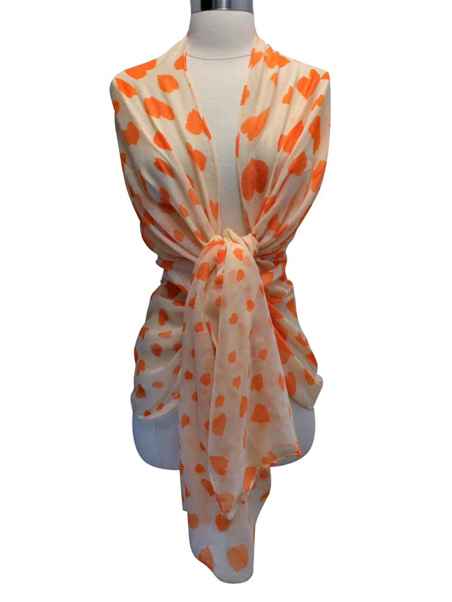 Heart Print Sheer Summer Scarf