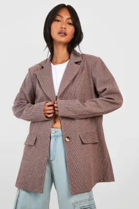 Herringbone Wool Look Oversized Blazer