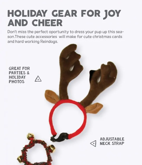 Holiday Antler and Bell Collar Combo Pack