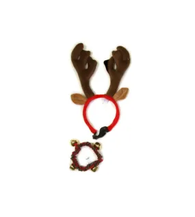 Holiday Antler and Bell Collar Combo Pack