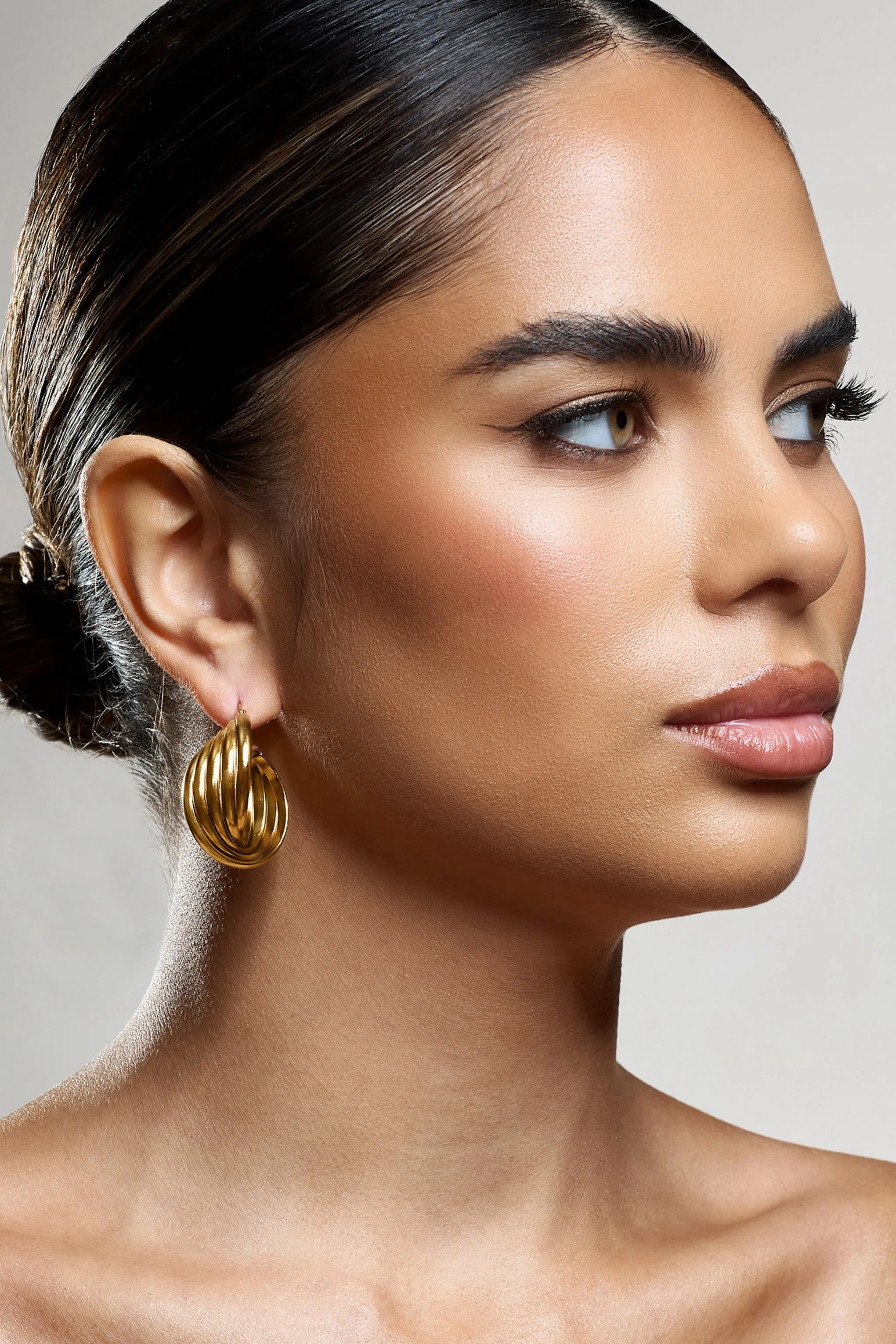 Indigo | Gold Chunky Twisted Hoop Earrings