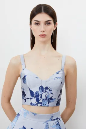 Jacquard Bodice Woven Top | Karen Millen