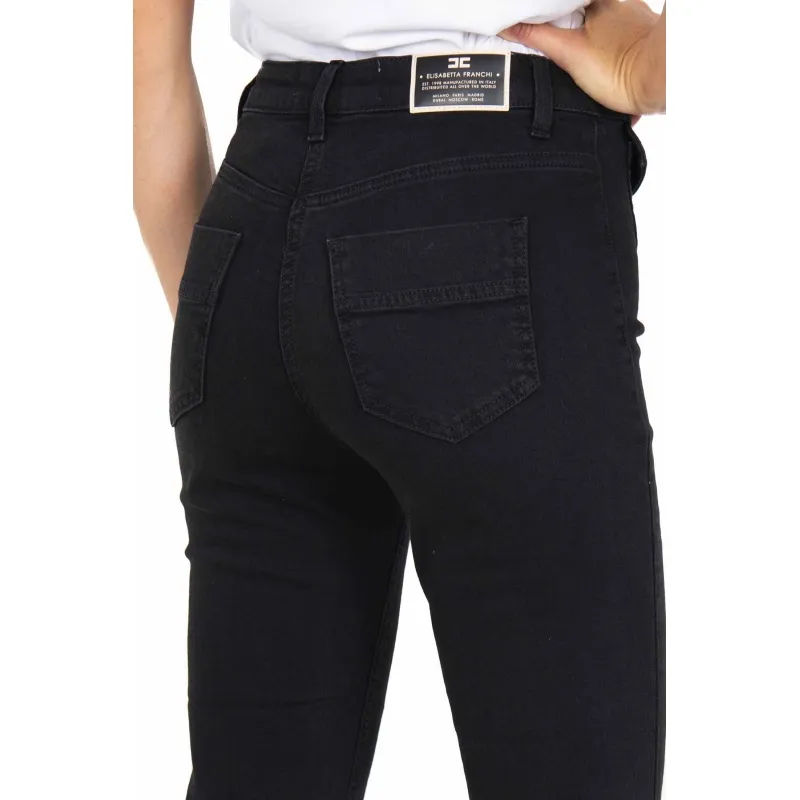 JEANS FLARE CROPPED IN DENIM, NERO