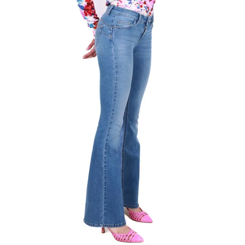 JEANS FLARE IN DENIM STRETCH, BLU