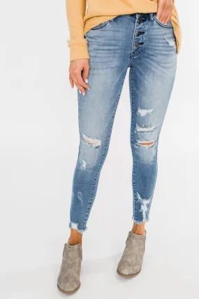 KanCan Distressed Skinny Jeans- Sasha Wash