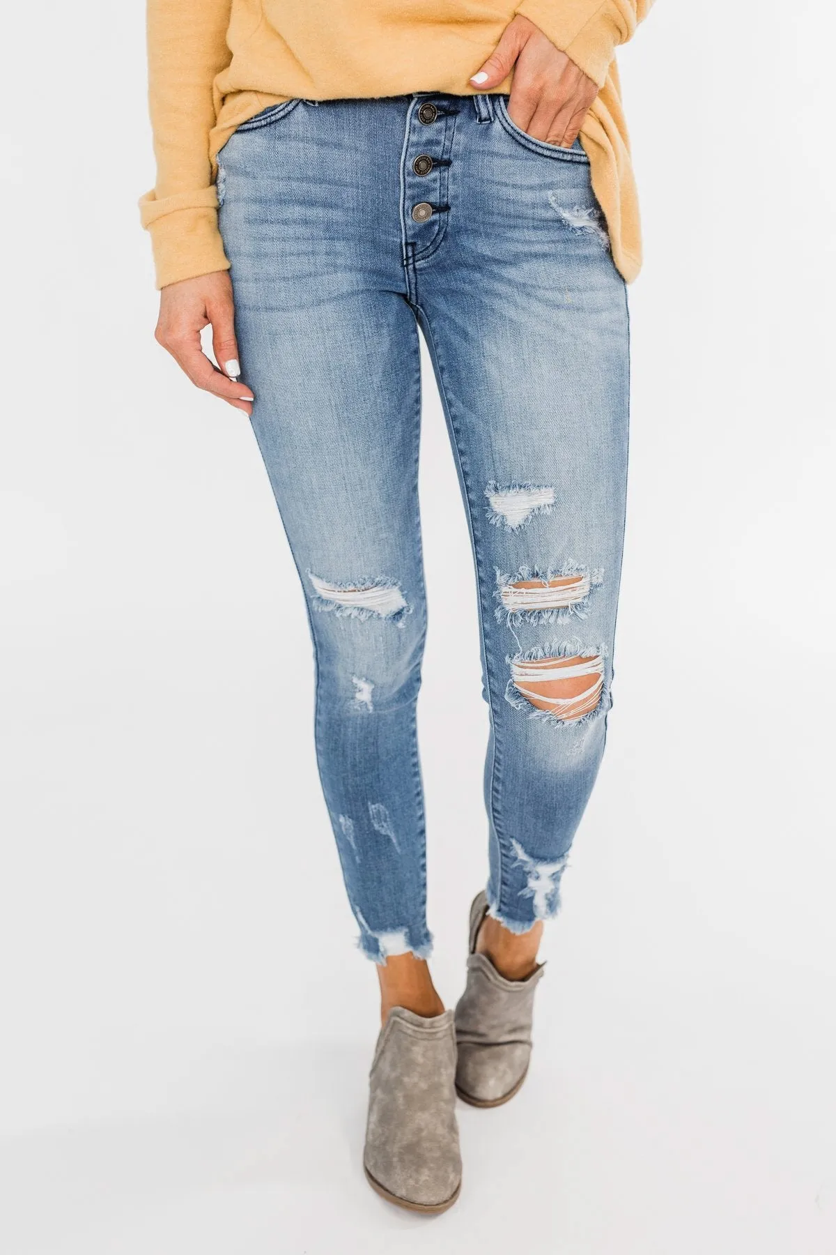 KanCan Distressed Skinny Jeans- Sasha Wash