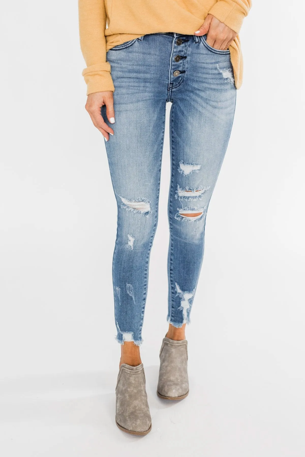 KanCan Distressed Skinny Jeans- Sasha Wash