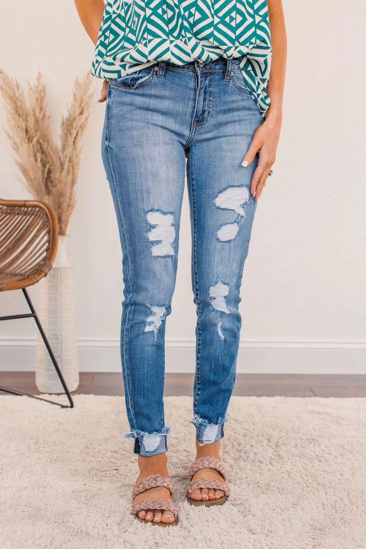 KanCan Raw Hem Skinny Jeans- Juliette Wash