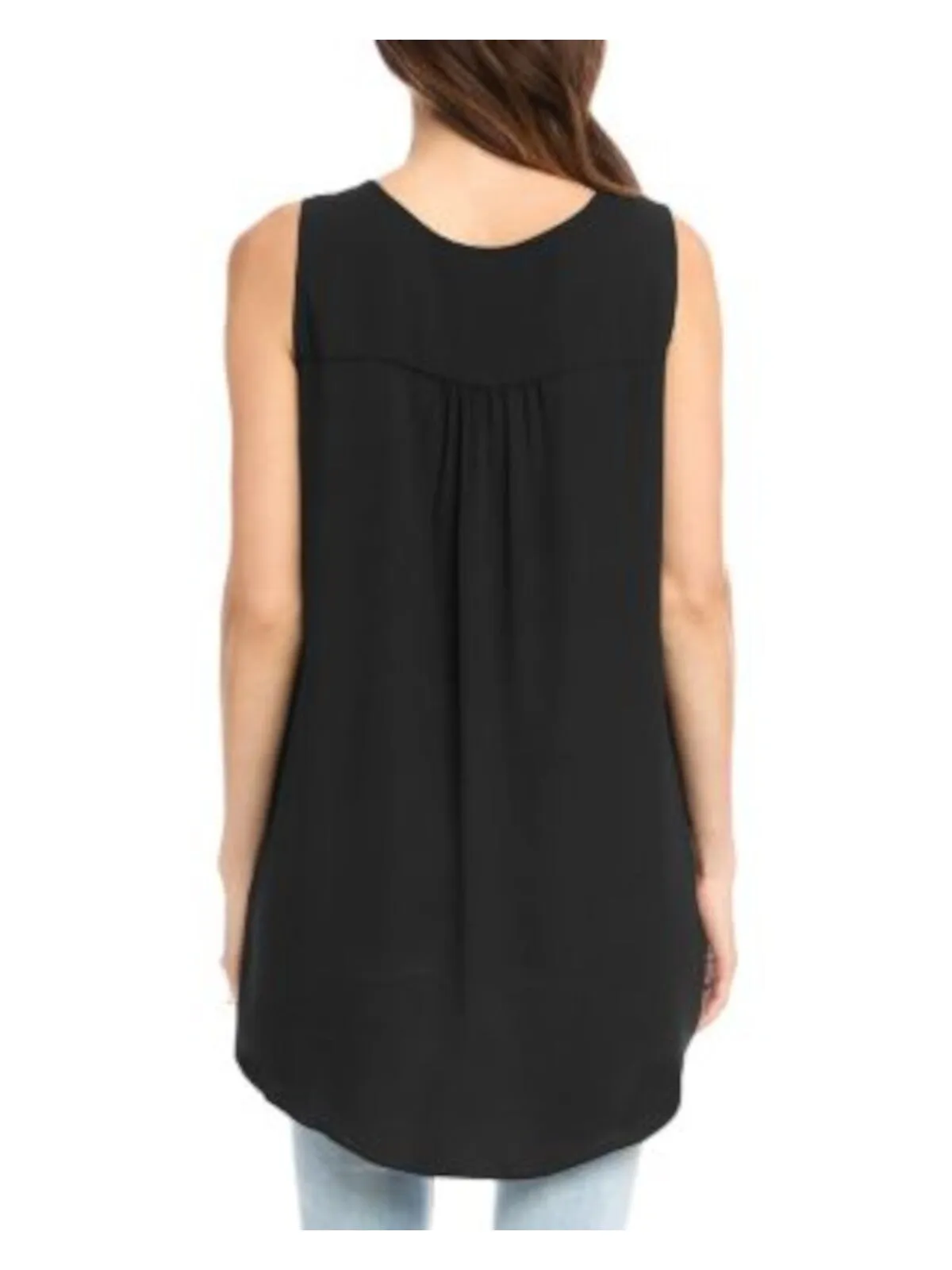 KAREN KANE Womens Black Sleeveless V Neck Top