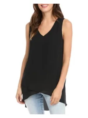 KAREN KANE Womens Black Sleeveless V Neck Top