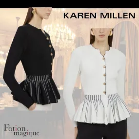 Karen Millen  |Casual Style Blended Fabrics Street Style Long Sleeves Plain